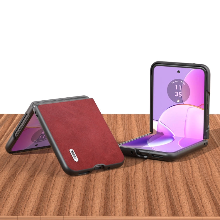 For Motorola Razr 40 ABEEL Two-color Calf Texture PU Phone Case(Red) - Motorola Cases by buy2fix | Online Shopping UK | buy2fix