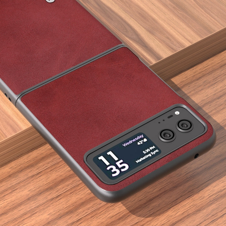 For Motorola Razr 40 ABEEL Two-color Calf Texture PU Phone Case(Red) - Motorola Cases by buy2fix | Online Shopping UK | buy2fix