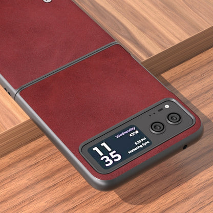 For Motorola Razr 40 ABEEL Two-color Calf Texture PU Phone Case(Red) - Motorola Cases by buy2fix | Online Shopping UK | buy2fix