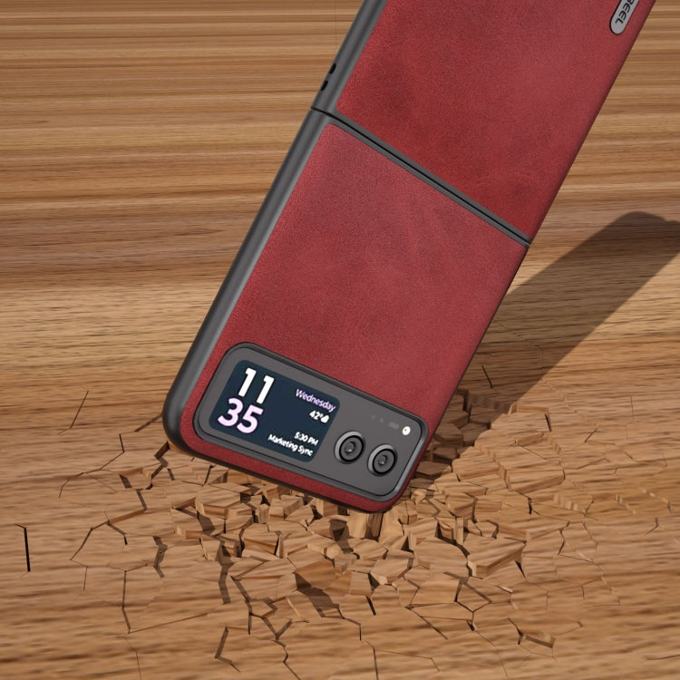 For Motorola Razr 40 ABEEL Two-color Calf Texture PU Phone Case(Red) - Motorola Cases by buy2fix | Online Shopping UK | buy2fix