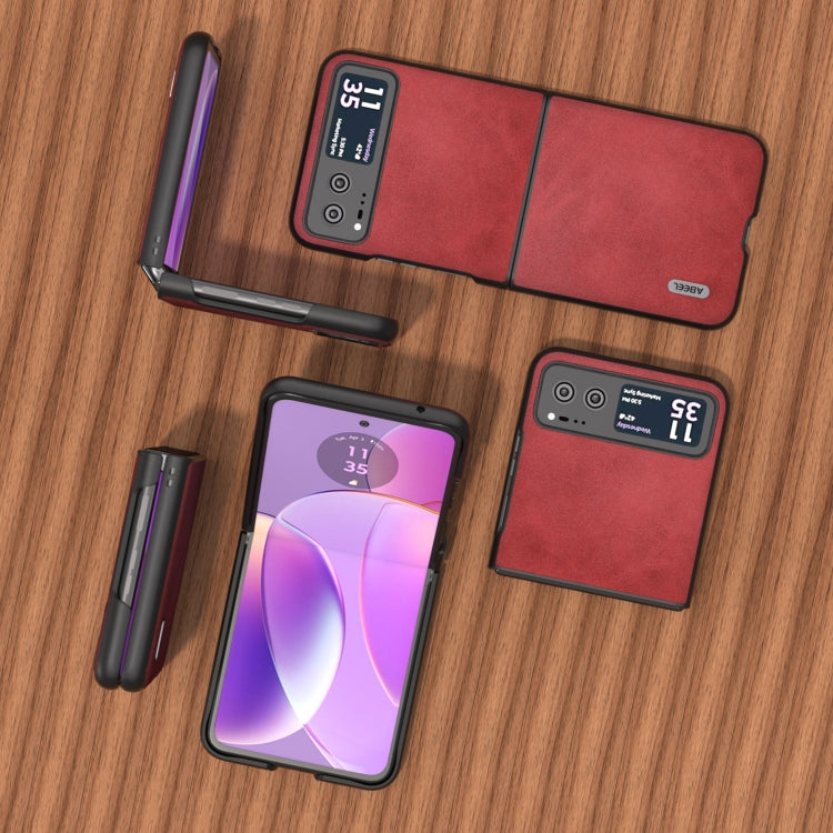 For Motorola Razr 40 ABEEL Two-color Calf Texture PU Phone Case(Red) - Motorola Cases by buy2fix | Online Shopping UK | buy2fix