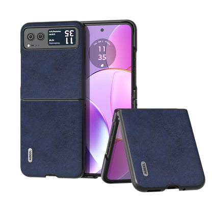 For Motorola Razr 40 ABEEL Two-color Calf Texture PU Phone Case(Blue) - Motorola Cases by buy2fix | Online Shopping UK | buy2fix