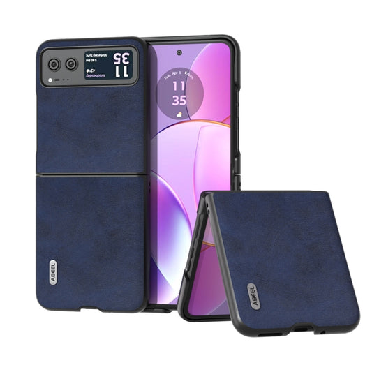 For Motorola Razr 40 ABEEL Two-color Calf Texture PU Phone Case(Blue) - Motorola Cases by buy2fix | Online Shopping UK | buy2fix