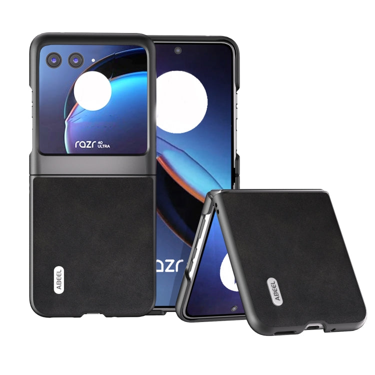For Motorola Razr 40 Ultra ABEEL Two-color Calf Texture PU Phone Case(Black) - Motorola Cases by buy2fix | Online Shopping UK | buy2fix