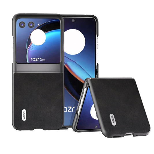 For Motorola Razr 40 Ultra ABEEL Two-color Calf Texture PU Phone Case(Black) - Motorola Cases by buy2fix | Online Shopping UK | buy2fix