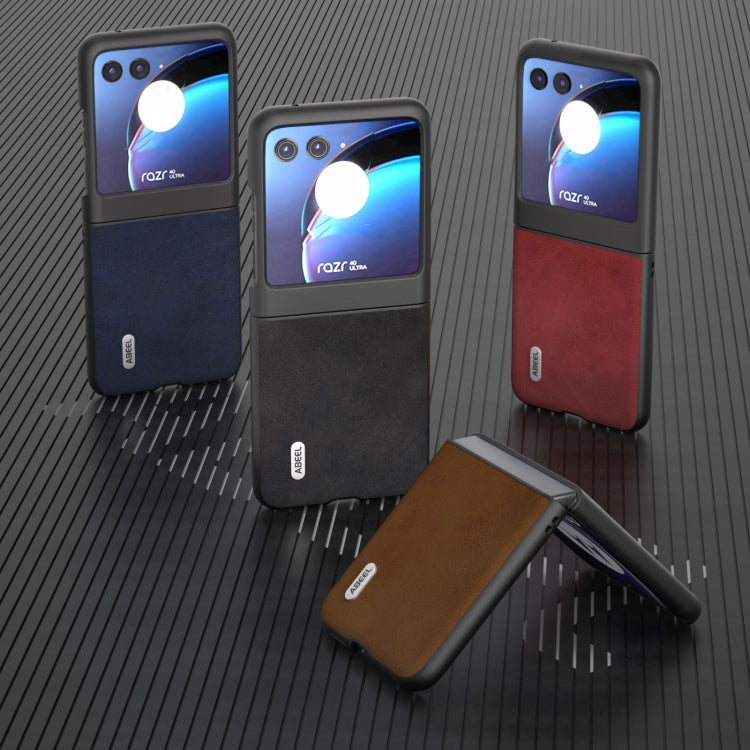 For Motorola Razr 40 Ultra ABEEL Two-color Calf Texture PU Phone Case(Black) - Motorola Cases by buy2fix | Online Shopping UK | buy2fix