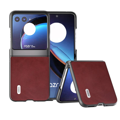 For Motorola Razr 40 Ultra ABEEL Two-color Calf Texture PU Phone Case(Red) - Motorola Cases by buy2fix | Online Shopping UK | buy2fix