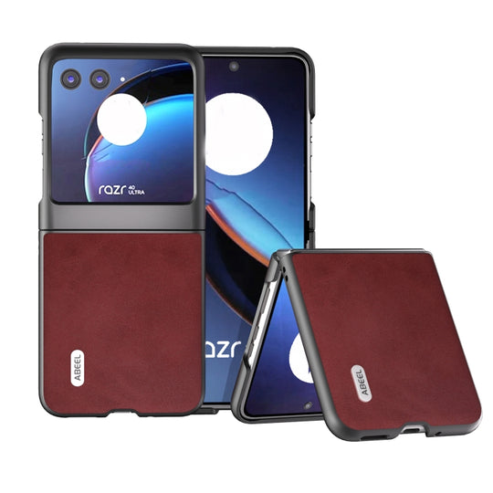 For Motorola Razr 40 Ultra ABEEL Two-color Calf Texture PU Phone Case(Red)