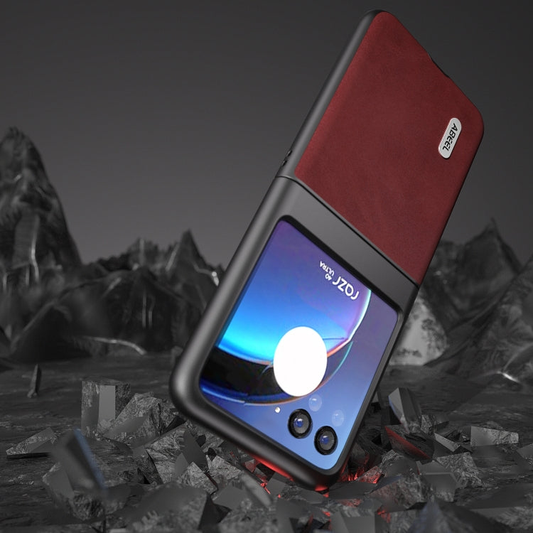 For Motorola Razr 40 Ultra ABEEL Two-color Calf Texture PU Phone Case(Red) - Motorola Cases by buy2fix | Online Shopping UK | buy2fix