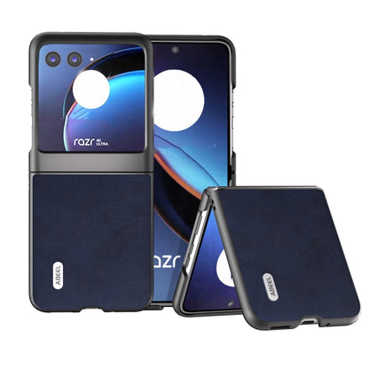 For Motorola Razr 40 Ultra ABEEL Two-color Calf Texture PU Phone Case(Blue) - Motorola Cases by buy2fix | Online Shopping UK | buy2fix