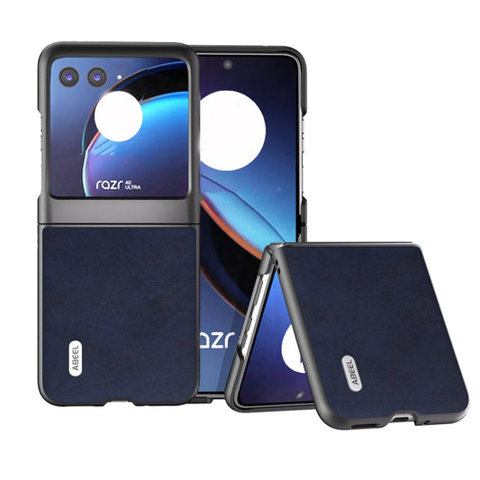 For Motorola Razr 40 Ultra ABEEL Two-color Calf Texture PU Phone Case(Blue) - Motorola Cases by buy2fix | Online Shopping UK | buy2fix
