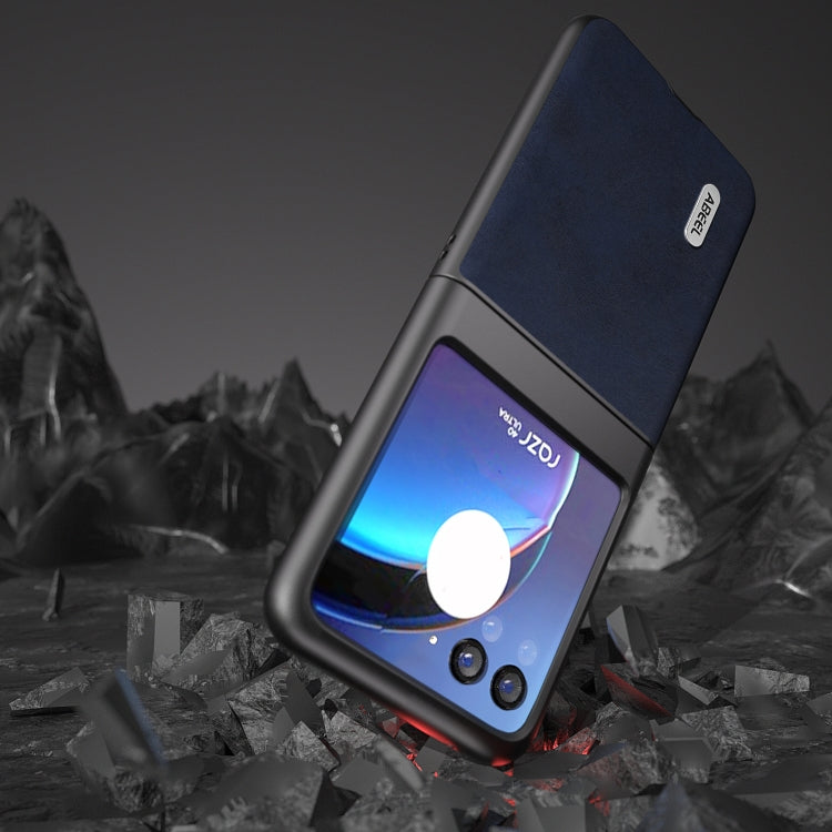 For Motorola Razr 40 Ultra ABEEL Two-color Calf Texture PU Phone Case(Blue) - Motorola Cases by buy2fix | Online Shopping UK | buy2fix