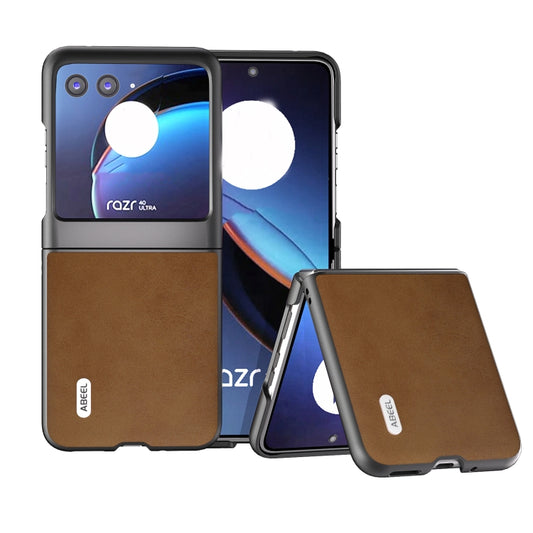 For Motorola Razr 40 Ultra ABEEL Two-color Calf Texture PU Phone Case(Brown) - Motorola Cases by buy2fix | Online Shopping UK | buy2fix
