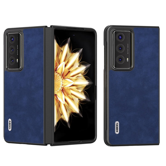 For Honor Magic V2 ABEEL Morocco Texture PU Phone Case(Blue)