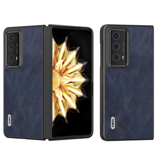 For Honor Magic V2 ABEEL Cowhide Texture PU Phone Case(Blue)