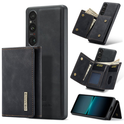 For Sony Xperia 1 V DG.MING M1 Series 3-Fold Multi Card Wallet + Magnetic Phone Case(Black) by DG.MING