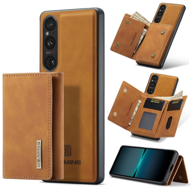 For Sony Xperia 1 V DG.MING M1 Series 3-Fold Multi Card Wallet + Magnetic Phone Case(Brown) by DG.MING