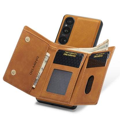 For Sony Xperia 1 V DG.MING M1 Series 3-Fold Multi Card Wallet + Magnetic Phone Case(Brown) by DG.MING