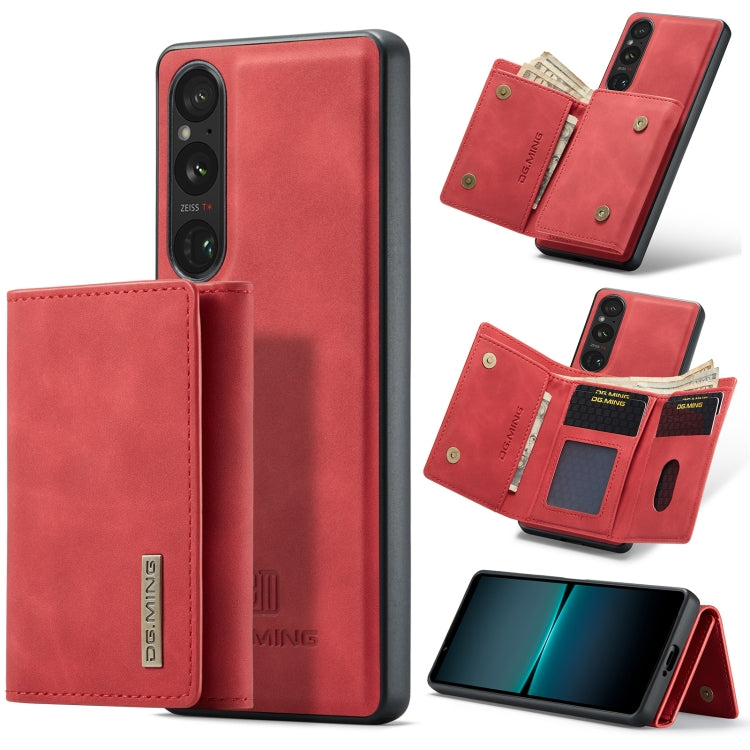 For Sony Xperia 1 V DG.MING M1 Series 3-Fold Multi Card Wallet + Magnetic Phone Case(Red) by DG.MING