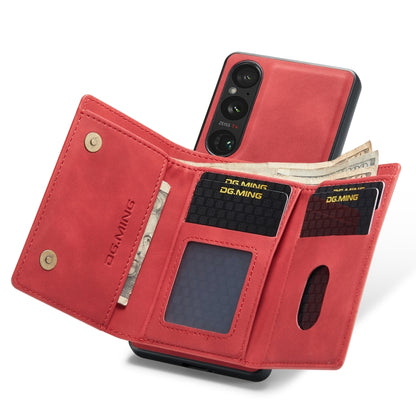 For Sony Xperia 1 V DG.MING M1 Series 3-Fold Multi Card Wallet + Magnetic Phone Case(Red) by DG.MING