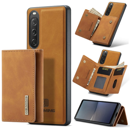 For Sony Xperia 10 V DG.MING M1 Series 3-Fold Multi Card Wallet + Magnetic Phone Case(Brown) by DG.MING