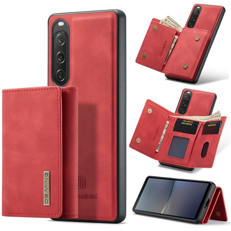 For Sony Xperia 10 V DG.MING M1 Series 3-Fold Multi Card Wallet + Magnetic Phone Case(Red) by DG.MING