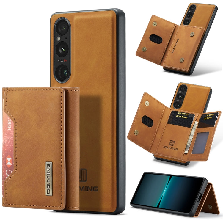 For Sony Xperia 1 V DG.MING M2 Series 3-Fold Multi Card Bag + Magnetic Phone Case(Brown) by DG.MING