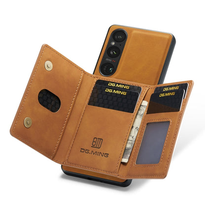 For Sony Xperia 1 V DG.MING M2 Series 3-Fold Multi Card Bag + Magnetic Phone Case(Brown) by DG.MING