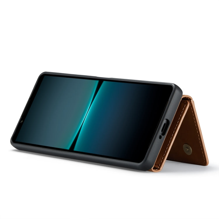 For Sony Xperia 1 V DG.MING M2 Series 3-Fold Multi Card Bag + Magnetic Phone Case(Brown) by DG.MING