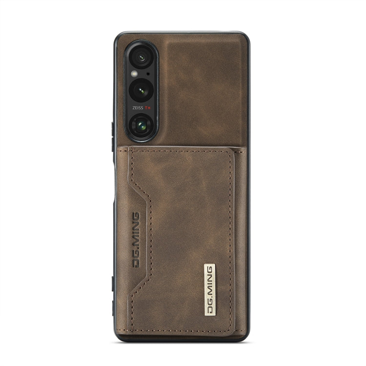 For Sony Xperia 1 V DG.MING M2 Series 3-Fold Multi Card Bag + Magnetic Phone Case(Coffee) by DG.MING