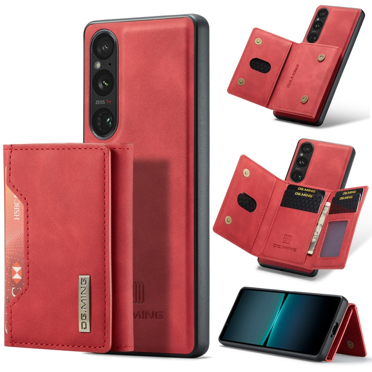 For Sony Xperia 1 V DG.MING M2 Series 3-Fold Multi Card Bag + Magnetic Phone Case(Red) by DG.MING
