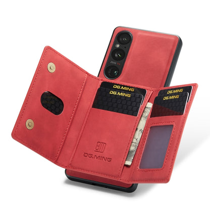 For Sony Xperia 1 V DG.MING M2 Series 3-Fold Multi Card Bag + Magnetic Phone Case(Red) by DG.MING
