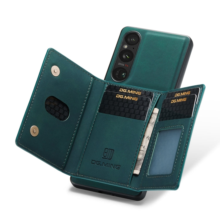 For Sony Xperia 1 V DG.MING M2 Series 3-Fold Multi Card Bag + Magnetic Phone Case(Green) by DG.MING