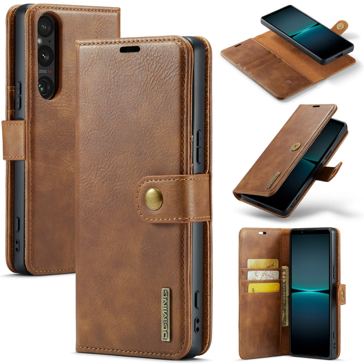 For Sony Xperia 1 V DG.MING Crazy Horse Texture Detachable Magnetic Leather Phone Case(Brown) by DG.MING