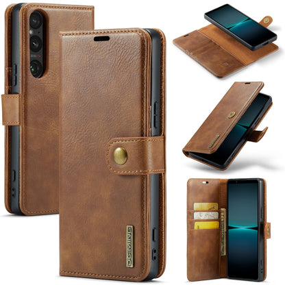 For Sony Xperia 1 V DG.MING Crazy Horse Texture Detachable Magnetic Leather Phone Case(Brown) by DG.MING