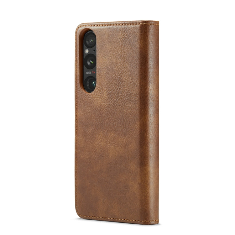For Sony Xperia 1 V DG.MING Crazy Horse Texture Detachable Magnetic Leather Phone Case(Brown) by DG.MING