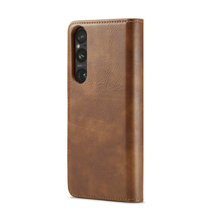 For Sony Xperia 1 V DG.MING Crazy Horse Texture Detachable Magnetic Leather Phone Case(Brown) by DG.MING