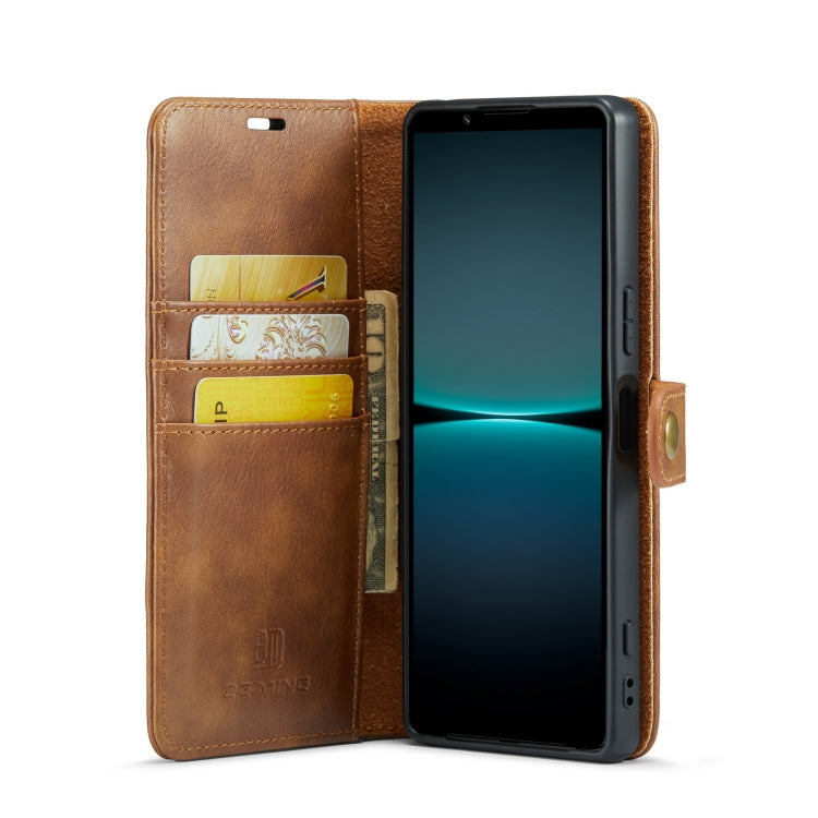For Sony Xperia 1 V DG.MING Crazy Horse Texture Detachable Magnetic Leather Phone Case(Brown) by DG.MING