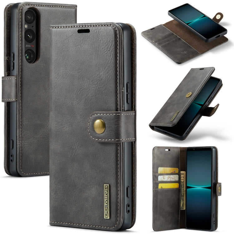 For Sony Xperia 1 V DG.MING Crazy Horse Texture Detachable Magnetic Leather Phone Case(Grey) by DG.MING