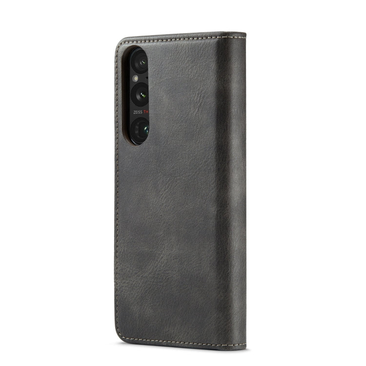 For Sony Xperia 1 V DG.MING Crazy Horse Texture Detachable Magnetic Leather Phone Case(Grey) by DG.MING