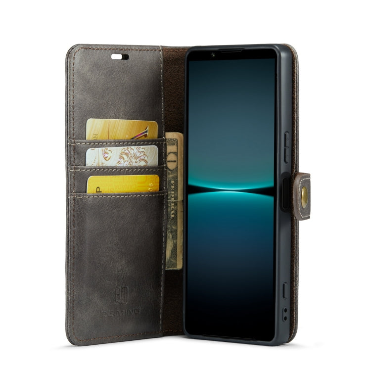 For Sony Xperia 1 V DG.MING Crazy Horse Texture Detachable Magnetic Leather Phone Case(Grey) by DG.MING