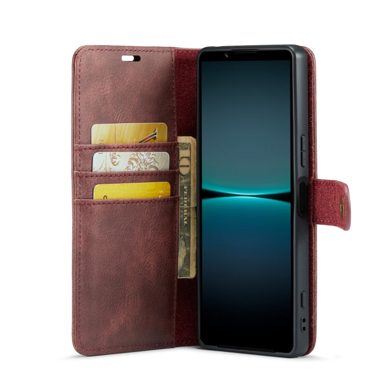 For Sony Xperia 1 V DG.MING Crazy Horse Texture Detachable Magnetic Leather Phone Case(Red) by DG.MING
