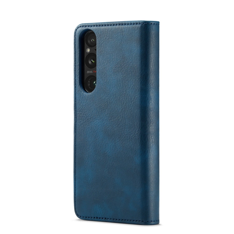 For Sony Xperia 1 V DG.MING Crazy Horse Texture Detachable Magnetic Leather Phone Case(Blue) by DG.MING
