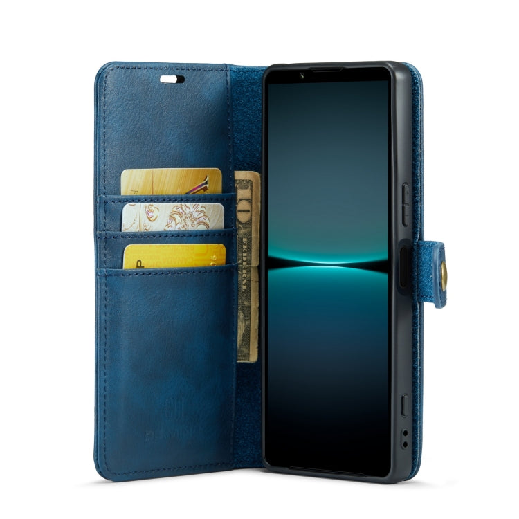 For Sony Xperia 1 V DG.MING Crazy Horse Texture Detachable Magnetic Leather Phone Case(Blue) by DG.MING