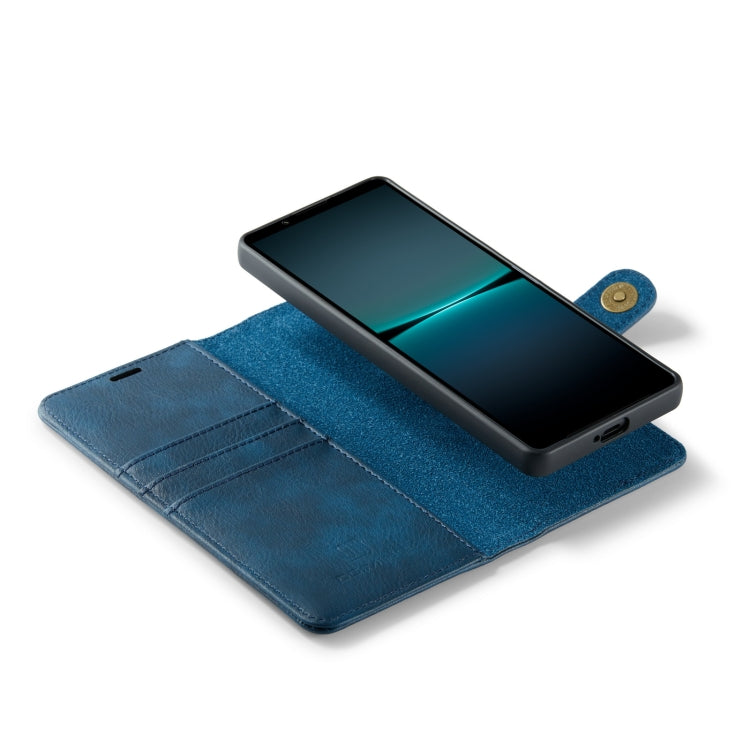 For Sony Xperia 1 V DG.MING Crazy Horse Texture Detachable Magnetic Leather Phone Case(Blue) by DG.MING