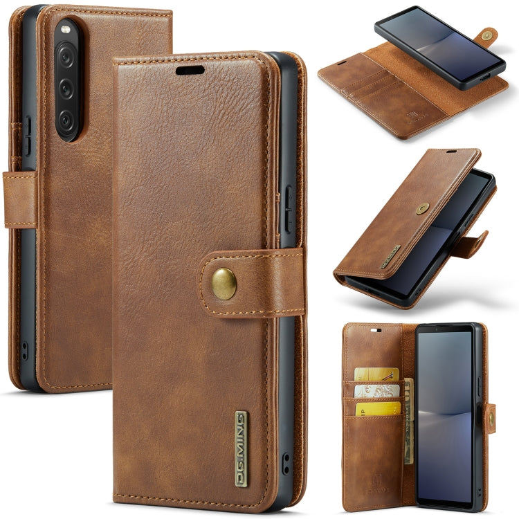 For Sony Xperia 10 V DG.MING Crazy Horse Texture Detachable Magnetic Leather Phone Case(Brown) by DG.MING