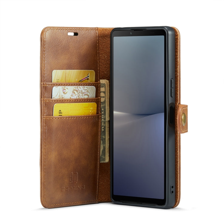 For Sony Xperia 10 V DG.MING Crazy Horse Texture Detachable Magnetic Leather Phone Case(Brown) by DG.MING