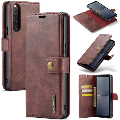 For Sony Xperia 10 V DG.MING Crazy Horse Texture Detachable Magnetic Leather Phone Case(Red) by DG.MING