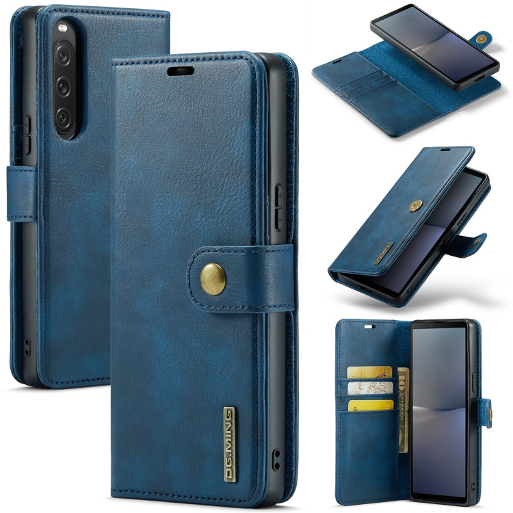 For Sony Xperia 10 V DG.MING Crazy Horse Texture Detachable Magnetic Leather Phone Case(Blue) by DG.MING