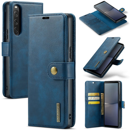 For Sony Xperia 10 V DG.MING Crazy Horse Texture Detachable Magnetic Leather Phone Case(Blue) by DG.MING